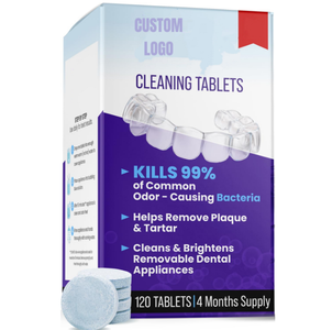 Pastillas Limpiadoras para Dentaduras Postizas, Limpiadores Ultrasónicos para Limpiar Protectores Bucales <span class=keywords><strong>Invisalign</strong></span>, Protectores Nocturnos y Más, Suministro para 4 Meses - Product Image 1
