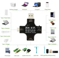 Nouveau testeur USB Type-C PD Voltmètre numérique couleur Ampèremètre Voltmètre Banque d'alimentation Chargeur Testeur de courant USB Mesure