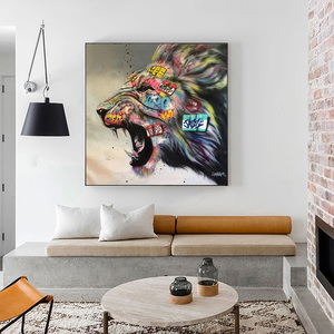Poster e Stampe di Arte Graffiti con <span class=keywords><strong>Leone</strong></span> Ruggente Colorato, Dipinto Astratto su Tela di Animali, <span class=keywords><strong>Quadro</strong></span> Decorativo da Parete per Soggiorno - Product Image 4