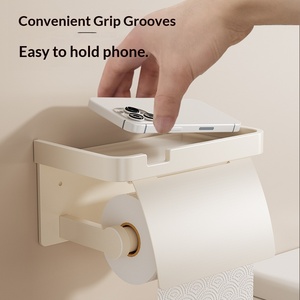 Porte-<span class=keywords><strong>papier</strong></span> toilette <span class=keywords><strong>mural</strong></span> moderne en aluminium blanc crème, écologique, pour salle de bain d'hôtel - Product Image 3