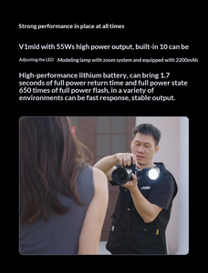 Flash <span class=keywords><strong>Godox</strong></span> V1mid, synchronisation haute vitesse TTL, flash automatique, menu tactile, mini lumière de remplissage extérieure pour appareils photo Canon, Sony, Nikon - Product Image 2