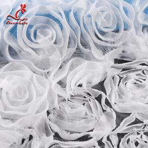 Cheerslife Guangdong poliéster 3D blanco tul francés gasa neto bordado tela de encaje para el vestido de boda - Product Image 6