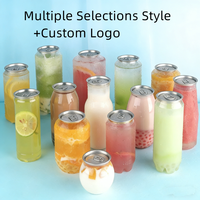 Bouteilles de boisson BSBH, canettes transparentes avec couvercles entièrement ouvrables, logo personnalisable, canettes en PET pour boissons, gâteaux, glaces, canettes en plastique pour boissons
