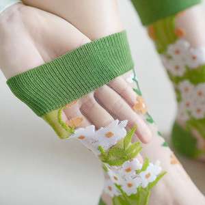 Kaus Kaki Wanita, Stoking Pendek Tipis Renda Elastis Kristal Kaca Sutra Tipis Musim Panas - Product Image 5