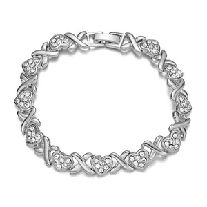 LWB20504 moda zarif aksesuarları altın gümüş alaşım Rhinestone aşk kalp bilezik takı kadınlar için