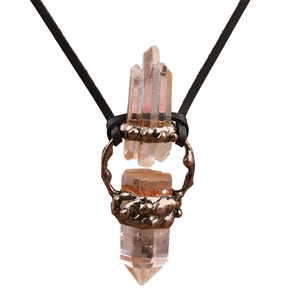 สร้อยคอจี้สไตล์โบฮีเมียนชุบสีบรอนซ์โบราณ ประดับคริสตัลบำบัด หินธรรมชาติ เครื่องประดับเสริมพลังงาน สำหรับวันครบรอบ - Product Image 1