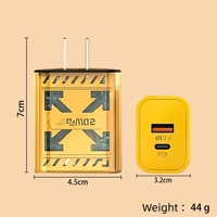 Adaptateur secteur mural compact de voyage 20W transparent avec double port PD Type-C USB-A pour charge rapide