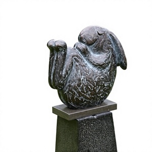 Vintage Rabbit Statue <b>Easter</b> Decoration Metal Crafts Handmade Bronze & Patina Green Antique Finish Rabbit Sculpture For Sale - Product Image 1