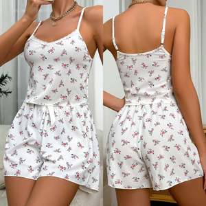 Conjunto de Shorts con Tirantes Sexys de Verano Sfy-y1518, 2 Piezas, Camisola con Estampado Floral, Pijama para Mujer, Ropa de Dormir Informal y Sensual para Chicas - Product Image 1