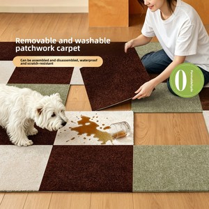 DIY Splicing Carpet Tiles Self Adhesive Non Slip Washable Individual Puzzle Floor Mat Pet Friendly Stain Resistant Area <strong>Rug</strong> - Product Image 2