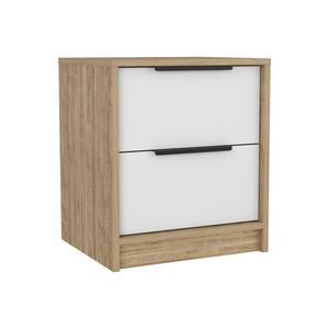 Mesita de noche/gabinete de madera maciza moderna DB, acabado blanco/Pino, dos cajones con manija de metal para uso en apartamentos - Product Image 4