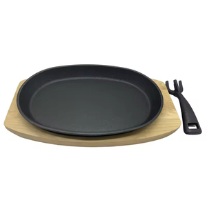 Plaque <span class=keywords><strong>de</strong></span> cuisson classique écologique pour <span class=keywords><strong>fruits</strong></span> <span class=keywords><strong>de</strong></span> <span class=keywords><strong>mer</strong></span>, steaks, fajitas, en fonte antiadhésive à base plate, compatible gaz et induction, avec planche à découper - Product Image 6