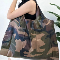 Sac d'épicerie réutilisable avec logo personnalisé, pliable, lavable en machine, sacs de shopping extra larges, sacs pliants légers en tissu polyester