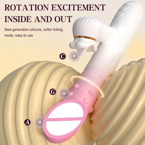 Vibrateur lapin pour femmes, gode télescopique puissant, stimulateur clitoridien vibrant rotatif à billes, masturbateur féminin, jouets sexuels - Product Image 4