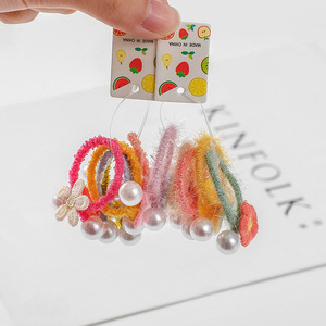 <strong>Childrens</strong> Plush Hair <strong>Ties</strong> With Flowers Pearls Colorful Elastic Hair Bands For Kids Daily Use Spring 2023 - Product Image 4