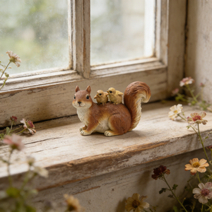 Figurine réaliste d'écureuil en résine avec des oisillons, statue d'animal mignonne pour la décoration de <span class=keywords><strong>jardin</strong></span>, d'étagère ou de bibliothèque, sculpture naturelle d'extérieur - Product Image 6