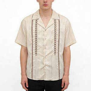 Camisa <span class=keywords><strong>Guayabera</strong></span> Personalizada para Hombre, Manga Corta, Casual, Vacaciones, Bordado, Cuello Campana - Product Image 1