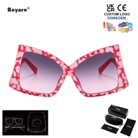 Lunettes de soleil œil de chat Boyarn, monture large irrégulière, lunettes originales bicolores, montures de lunettes avec plaquettes de nez personnalisées