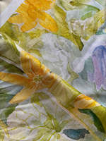 Écharpe en soie jaune beurre personnalisée, imprimée numériquement, pour femme, foulard élégant, bandana naturel à motifs végétaux