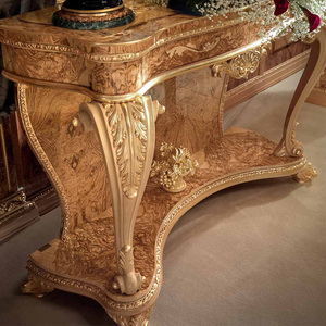 Table console <span class=keywords><strong>de</strong></span> style français dorée avec miroir, sculpture <span class=keywords><strong>en</strong></span> bois classique royale, décoration <span class=keywords><strong>en</strong></span> feuille d'<span class=keywords><strong>or</strong></span>, luxe, salon, villa, bois massif - Product Image 3