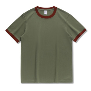 2023 New High Quality Cotton T-shirt Collar <strong>Cuff</strong> Color Matching t Shirt Custom Printed Men's Blank Solid Color <strong>Tshirt</strong> - Product Image 6