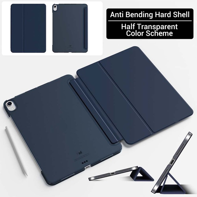 JOYPORODO P034 Transparent Tri-Fold Stand Magnetic Smart PU Leather Tablet Case for iPad with Pencil Holder & Auto Sleep/Wake