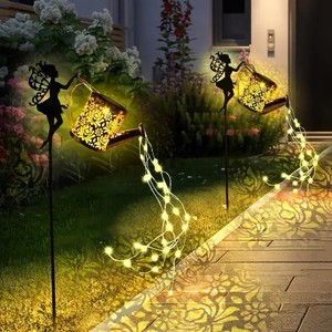 Grande lanterne rétro en métal, arrosoir <span class=keywords><strong>solaire</strong></span> lumineux, lumières de <span class=keywords><strong>douche</strong></span> extérieures étanches, étoiles LED suspendues pour la décoration de jardin - Product Image 3