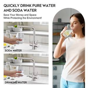Dual Handles Reverse Osmosis Filter Stainless Steel 4 Way Kitchen Faucet with Sparkling Soda Water - Product Image 2