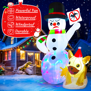 Decoraciones Navideñas Inflables para Jardín OurWarm de 8 Pies, Muñeco de Nieve y Perro para Navidad, Venta al por Mayor de Fábrica - Product Image 5