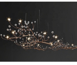 Suspension florale moderne de luxe K9 en cristal personnalisée villa LED design de lumière décorative lustre de raisin de salon créatif - Product Image 6