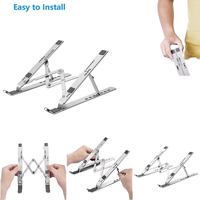Support portable ergonomique pour ordinateur portable, réglable en hauteur, double fourche, vertical, en aluminium, pliable, pour bureau