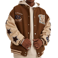 Veste de baseball universitaire noire pour couple, avec logo personnalisé HY, manches en cuir brodées, badge chenille, veste varsity