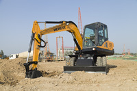 Roda Excavator Harga 7.5 Ton Wheel Excavator Mesin Dengan 0.23m3 Kapasitas Bucket