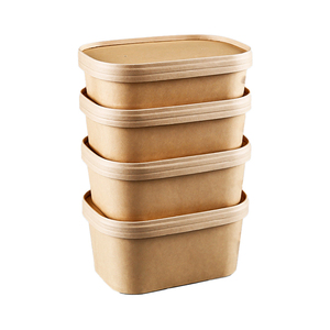 Biodegradable Disposable Kraft Oval takeaway box takeaway food container Disposable takeaway box
