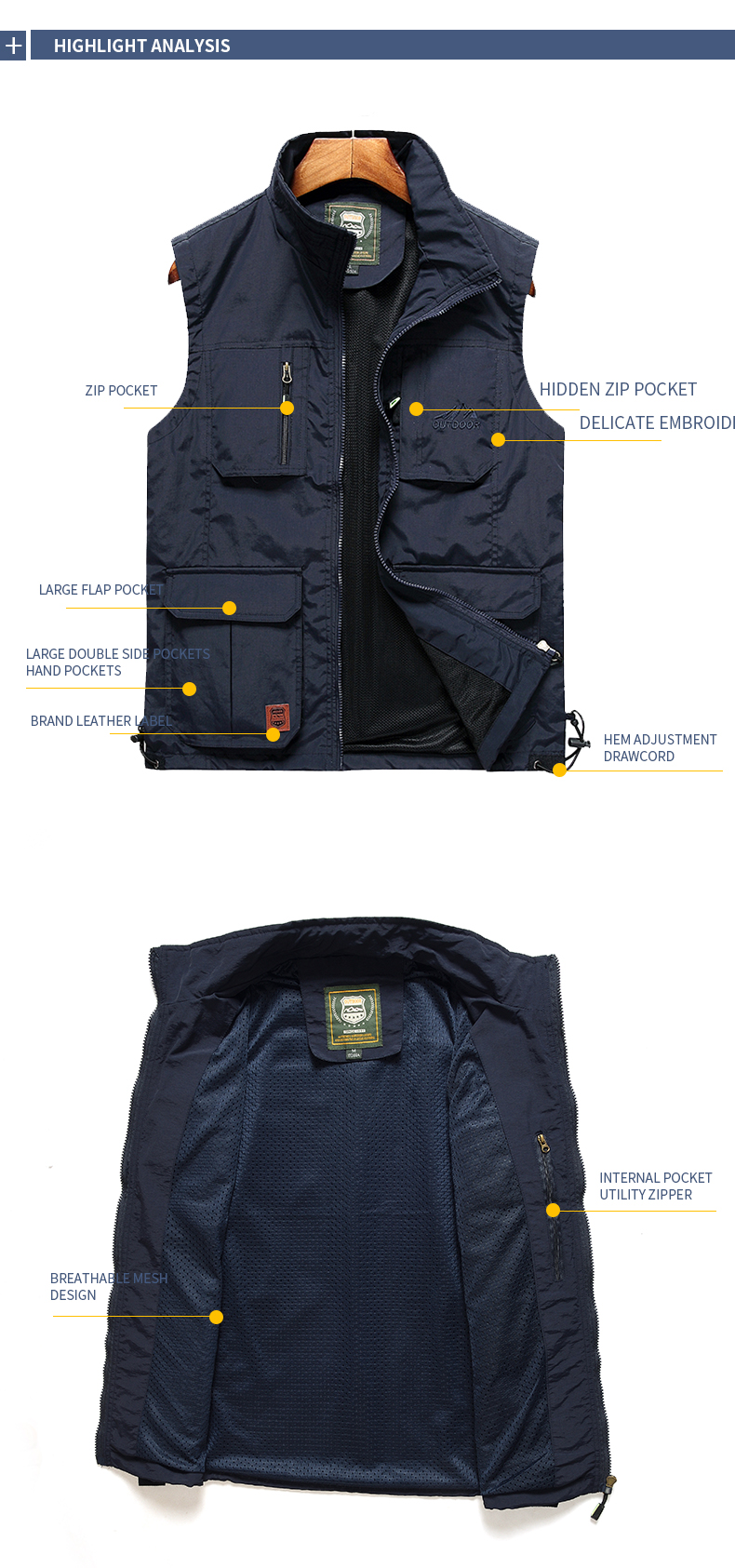 TODAYFUL＿Nylon Pocket Vest Evani Nylon Grey Multi Pocket Reflective Safety Vest,, For