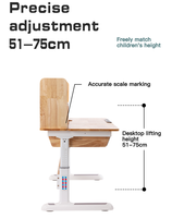 Bureau d'étude ergonomique moderne pour enfants, réglable en hauteur, avec grand tiroir, support de livres en bois écologique pour la maison, la chambre et l'école