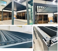 Gazebo Moderno de Aluminio para Jardín, Ecológico, con Ventanas Abatibles y Puertas Corredizas de Vidrio, Diseño de Pérgola