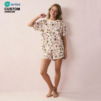 Ensemble pyjama court pour femme Beefey, imprimé floral, manches courtes, doux, confortable, respirant, en bambou, vêtements de nuit pour femme