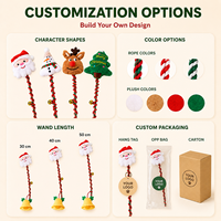 Jouet interactif en peluche pour chat, baguette en bois avec tête de dessin animé et corde à pompon, idéal pour les cadeaux de clients de magasins d'animaux (vente en gros)