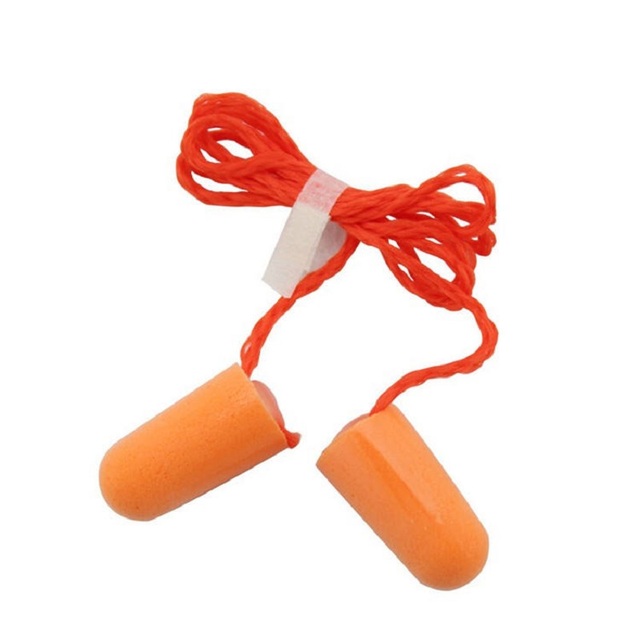 Cheap Bullet Shaped Safety Earplugs Yellow Soft  PU Foam Ear Plugs With Strings Cord
