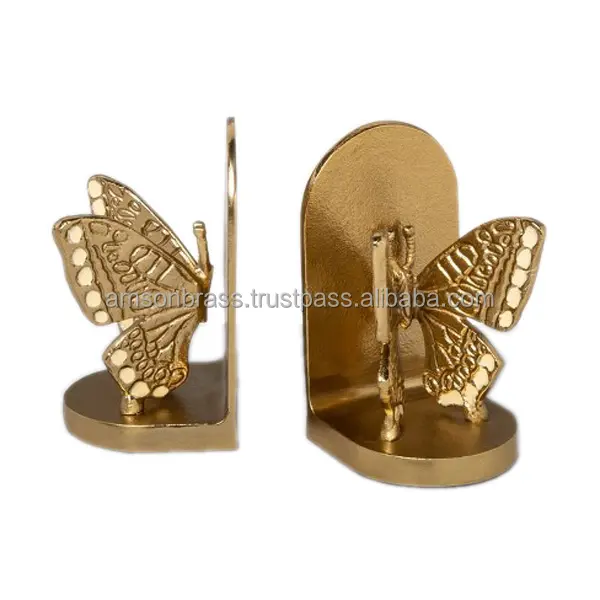 Металлический алюминиевый золотистый книжный конец в форме бабочки, современное искусство, хорошее качество, металлический книжный конец