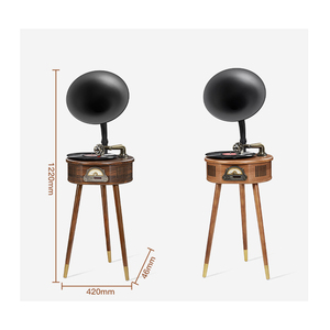 Retro Multi Function Floor <b>Standing</b> Gramophone <b>Speaker</b> With FM Radio For Home Living Room Use USB TF Card Slot Wood Material - Product Image 4