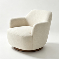 Fauteuil pivotant beige en lin, fauteuil individuel rembourré pour salon