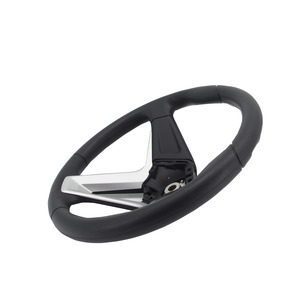 Volant de direction automobile en cuir PU avec garniture argentée en V, style sport, pièces de reconditionnement de voiture, pièces de direction de véhicule - Product Image 6