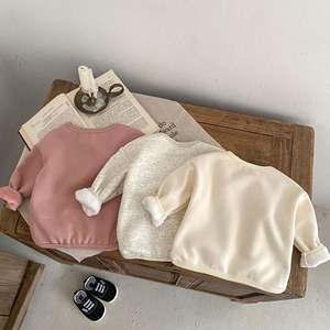 Kaus lengan panjang anak-anak, T-shirt Bottoming leher bulat musim dingin musim gugur, atasan beludru tebal - Product Image 2