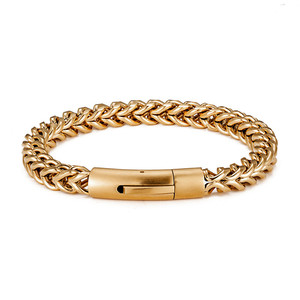Gold Plated Chain Bracelet Zinc Alloy Chain Bracelet <b>Men</b> Hiphop Style Black Clasp Link <b>Bangle</b> Jewelry - Product Image 2