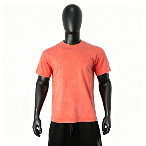 เสื้อยืดคอตตอนฟอกสีสไตล์วินเทจทรงหลวมโอเวอร์ไซส์สำหรับผู้หญิงและผู้ชาย ขายส่ง รับผลิตแบบ OEM ปักแบรนด์ตามสั่ง - Product Image 1