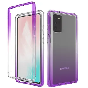 Groothandel mobiele telefoon covers-Glanzend Gradiënt Kleurrijke Transparante Mobiel Cover Back Shell Case Voor Samsung Galaxy Note 20 Tpu Pc Combo Cover
