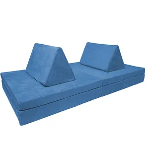 高品质转角超大天鹅绒组合6件套泡沫沙发地板儿童游戏模块化沙发