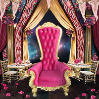 Fauteuil Trône de Luxe Queen King, Chaise de Mariage Classique à Dossier Haut Or et Blanc pour Mariés, en Tissu, pour Extérieur et École